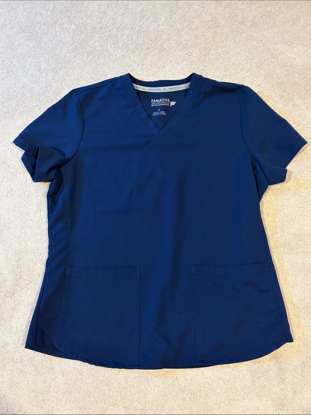 Fabletics navy V-neck short sleeve scrub top